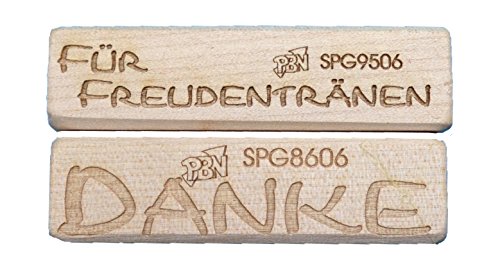 Petra's Bastel-News Stempel Stempelset Danke und Für Freudentränen in moderner Blockschrift, waagerecht, Holz, Holzfarben, 25 x 18 x 5 cm von Petra's Bastel News