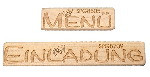 Petra's Bastel-News Stempelset Einladung und Menü in moderner Blockschrift, waagerecht, Holz, Holzfarben, 25 x 18 x 5 cm von Petra's Bastel News