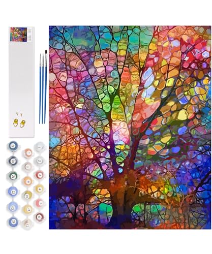 Petrala Malen nach Zahlen Erwachsene groß Baum Bunt DIY Öl Leinwand Gemälde Set Acrylic Malen Malerei Heimwerk Kit Wanddekoration Ölgemälde für Kinder Anfänger Senior 40x50 cm Petrala Malen nach Zahlen Erwachsene groß Baum Bunt DIY Öl Leinwand Gemälde Set Acrylic Malen Malerei Heimwerk Kit Wanddekoration Ölgemälde für Kinder Anfänger Senior 40x50 cm von Petrala