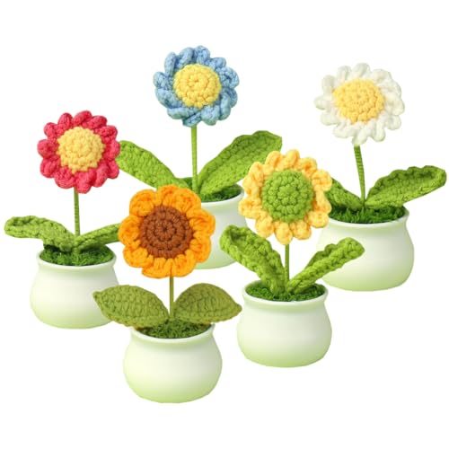 Petunny 5 Stück gestrickte Blumen, Häkelblumen, handgefertigt, kleine Topfblumen für Geburtstag, Hochzeit, Valentinstag, Weihnachten und Heimdekoration Petunny 5 Stück gestrickte Blumen, Häkelblumen, handgefertigt, kleine Topfblumen für Geburtstag, Hochzeit, Valentinstag, Weihnachten und Heimdekoration von Petunny