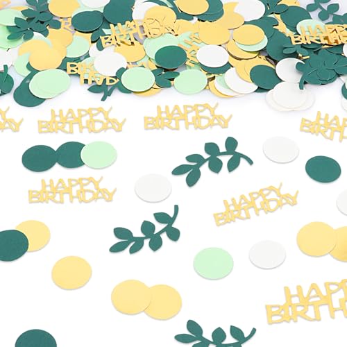 Geburtstag Deko - 200 Stück Tischdeko Geburtstag Frauen Männer, Konfetti Happy Birthday, Gold&Grün von Petutu