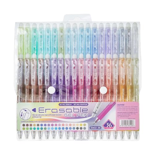 Peufcmi Löschbare Stifte,36-Teiliger Multicolor Tintenstift Set Für Schule - Schreibwaren Und Zeichenbedarf Für Malen Journaling Universität Ausmalen Klassenraum Lehrer Schüler von Peufcmi