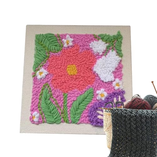 Peufcmi Sticknadelset Für Anfänger, Punch Embroidery Set, Heimtextilien Für Spiegel Tischset Tragetasche Baumschmuck Kuh Sonnenblume Gänseblümchen Deko von Peufcmi