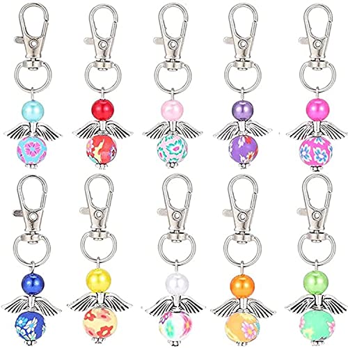 Peuirre 10 Stück Schlüsselanhänger, Kommunion Konfirmation Geschenk, Gastgeschenke Taufe Hochzeit, Schutzengel Anhänger, für Taufe Gastgeschenke Hochzeit Geschenk (Farbe Zufällig) von Peuirre