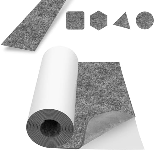 Peviasot Filz selbstklebend, 1 Rollen Selbstklebender klebriger Filz Meterware, 100cm x 150cm Filzmatte, Chemiefaser-Filzstoff, Zuschneidbar für DIY-Selbstklebende Filzplatten, 2.5 mm Stark, Grau Peviasot Filz selbstklebend, 1 Rollen Selbstklebender klebriger Filz Meterware, 100cm x 150cm Filzmatte, Chemiefaser-Filzstoff, Zuschneidbar für DIY-Selbstklebende Filzplatten, 2.5 mm Stark, Grau von Peviasot