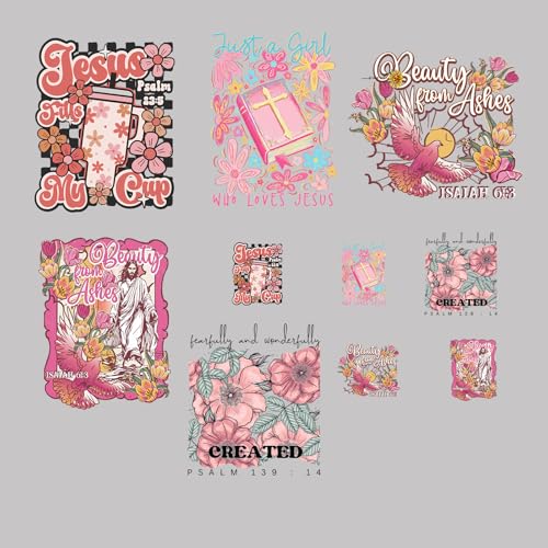 10 x Jesus Christus Bügelbilder für T-Shirts, Kreuz und Blume, religiöse Wärmetransfer-Vinyl-Aufkleber für selbstgemachte christliche Kleidung, Hoodies und Tragetaschen 10 x Jesus Christus Bügelbilder für T-Shirts, Kreuz und Blume, religiöse Wärmetransfer-Vinyl-Aufkleber für selbstgemachte christliche Kleidung, Hoodies und Tragetaschen von Peyastiie