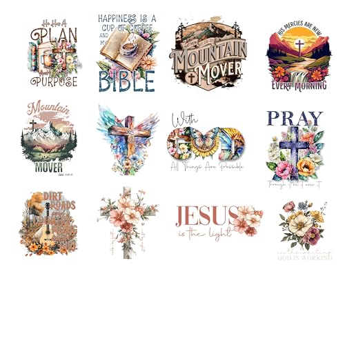 12 Stück Jesus Bügelbilder - religiöses Kreuz Bibelvers Designs für T-Shirts, Hoodies DIY Glaubensbasierte Wärmetransfer-Vinyl-Aufkleber 12 Stück Jesus Bügelbilder - religiöses Kreuz Bibelvers Designs für T-Shirts, Hoodies DIY Glaubensbasierte Wärmetransfer-Vinyl-Aufkleber von Peyastiie