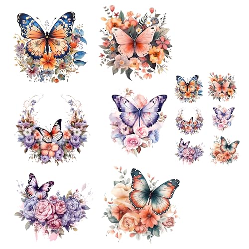 12 waschbare Bügelbilder – Schmetterlings-Blumen-Design mit verschiedenen Farben für T-Shirts, Kapuzenpullover, Hüte, Kissen, Kleidung, Taschen, DIY-Bekleidung und Heimdekoration, Vinyl-Aufkleber 12 waschbare Bügelbilder – Schmetterlings-Blumen-Design mit verschiedenen Farben für T-Shirts, Kapuzenpullover, Hüte, Kissen, Kleidung, Taschen, DIY-Bekleidung und Heimdekoration, Vinyl-Aufkleber von Peyastiie