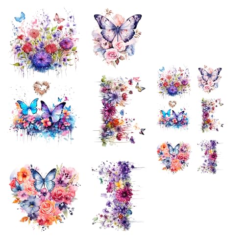 12 x Tintenspritzer, Blumen und Schmetterlinge zum Aufbügeln, Aquarell-Wärmetransfer-Aufkleber für T-Shirts, Taschen, langlebig, DIY, Mode, Kunst, Handwerk und Heimdekoration 12 x Tintenspritzer, Blumen und Schmetterlinge zum Aufbügeln, Aquarell-Wärmetransfer-Aufkleber für T-Shirts, Taschen, langlebig, DIY, Mode, Kunst, Handwerk und Heimdekoration von Peyastiie