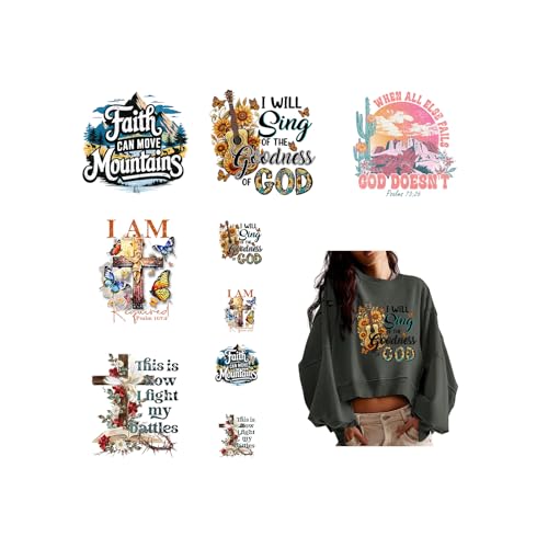 9 Blatt Jesus Bügelbilder für Hoodies T-Shirts Kleidung Taschen Hüte waschbar HTV-Aufkleber Kreuz Gott Sonnenblume Berg Design DIY Dekoration Handwerk 9 Blatt Jesus Bügelbilder für Hoodies T-Shirts Kleidung Taschen Hüte waschbar HTV-Aufkleber Kreuz Gott Sonnenblume Berg Design DIY Dekoration Handwerk von Peyastiie
