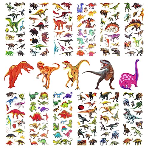 12 Blätter 3D Puffy Dino Sticker, Cartoon Dinosaur Stickers 3D Puffy Aufkleber Set, Kinderaufkleber Dinosaurier Partygeschenke für Dinosaurier Geburtstag Party von Peysaitr