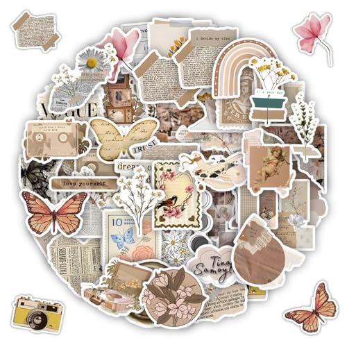 120 Stück Retro Aufkleber, wasserfeste Scrapbook-ästhetische Aufkleber, Vinyl Aufkleber für Journaling, Scrapbooking-Zubehör für Kinder Mädchen Jugendliche 120 Stück Retro Aufkleber, wasserfeste Scrapbook-ästhetische Aufkleber, Vinyl Aufkleber für Journaling, Scrapbooking-Zubehör für Kinder Mädchen Jugendliche von Peysaitr