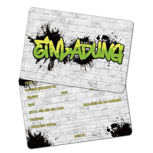 14x Graffiti Einladungskarten, Kindergeburtstag Einladungskarten, Stylishe Einladung zum Geburtstag, Universelle Einladung Karte für Mädchen, Jungen, Partyeinladung Einschulung und Geburtstag 14x Graffiti Einladungskarten, Kindergeburtstag Einladungskarten, Stylishe Einladung zum Geburtstag, Universelle Einladung Karte für Mädchen, Jungen, Partyeinladung Einschulung und Geburtstag von Peysaitr