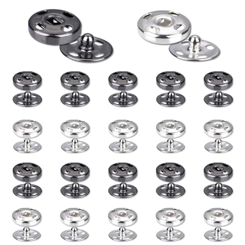 20 Paar Druckknöpfe Zum Annähen, Schwarz Silber Metall Druckknöpfe, für Geldbörse Handtasche Kleidung Nähen Handwerk DIY Lieferung(0.7cm) von Peysaitr