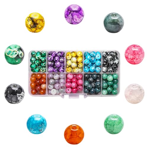 200 Stück Natürliche Edelsteine, Rund Steine Perlen, Edelstein Perlen, DIY Edelsteine für Armbänder, Halsketten, Ohrringe, Schmuck, Basteln(8mm, 10 Farben) von Peysaitr