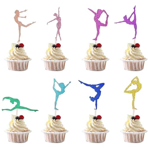 24 Stück Bunt Glitter Rhythmische Gymnastik Cupcake Toppers, Sport Thematische Kuchen Toppers, Cupcake Toppers, Cupcake Dekorationen Babyparty, Geburtstagsparty Zubehör 24 Stück Bunt Glitter Rhythmische Gymnastik Cupcake Toppers, Sport Thematische Kuchen Toppers, Cupcake Toppers, Cupcake Dekorationen Babyparty, Geburtstagsparty Zubehör von Peysaitr