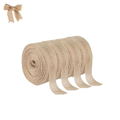 4 Rollen Juteband, 2cm x10m Decoband, Vintage Band für DIY Handwerk Verpackung, Geschenk, Hochzeit, Weihnachten, Esstisch, Blumenstrauß Dekoration 4 Rollen Juteband, 2cm x10m Decoband, Vintage Band für DIY Handwerk Verpackung, Geschenk, Hochzeit, Weihnachten, Esstisch, Blumenstrauß Dekoration von Peysaitr