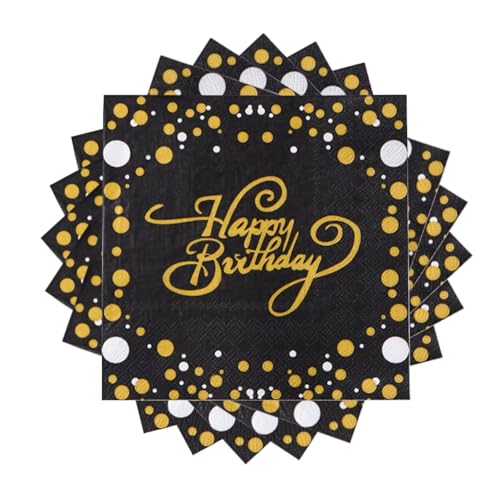 40 Stück Schwarz und Gold Geburtstag Servietten, Happy Birthday Servietten Schwarz Gold Geburtstag, Papierservietten 33X33cm, Geburtstag Party Deko, für Junge Mädchen 40 Stück Schwarz und Gold Geburtstag Servietten, Happy Birthday Servietten Schwarz Gold Geburtstag, Papierservietten 33X33cm, Geburtstag Party Deko, für Junge Mädchen von Peysaitr