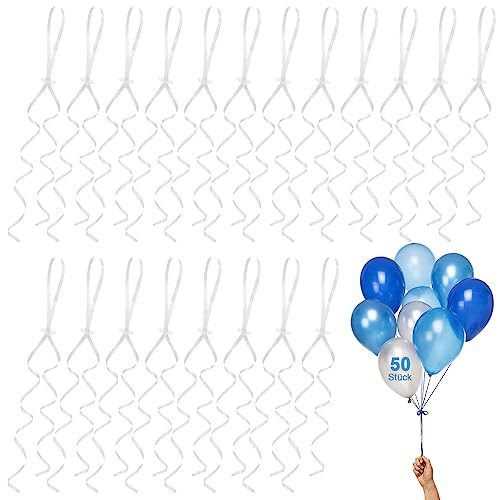 50 Stück Ballonverschlüsse mit Polyband, Schnellverschluss Helium Ballonbänder,Weiß Luftballon Verschluss Ballonbänder Schnur für Geburtstag Oder Hochzeitsfeier Party von Peysaitr
