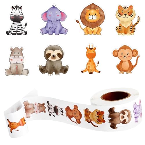 500 Stück Runde Tier Aufkleber, Tier Belohnungsaufkleber, Lehrer Belohnungsaufkleber, Cartoon Tier Aufkleber, mit 8 Entzückenden Wildtiere Mustern, für Schüler, Buchliebhaber 500 Stück Runde Tier Aufkleber, Tier Belohnungsaufkleber, Lehrer Belohnungsaufkleber, Cartoon Tier Aufkleber, mit 8 Entzückenden Wildtiere Mustern, für Schüler, Buchliebhaber von Peysaitr