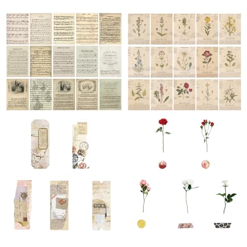 75 Stk DIY Scrapbook Sticker Set, Retro Dekorativ Sticker, Vintage Scrapbook Zubehör für Fotoalbum Kalender Notizbuch Tagebuch DIY Dekoration 75 Stk DIY Scrapbook Sticker Set, Retro Dekorativ Sticker, Vintage Scrapbook Zubehör für Fotoalbum Kalender Notizbuch Tagebuch DIY Dekoration von Peysaitr