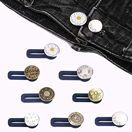 8 Stück Hosenbunderweiterung Knopf, Taille Extender Knopf, Hosen Silikon Elastischen Einziehbare Knöpfe Für Jeans, Hose, Anzughose, Schwangerschaft Hosenerweiterung von Peysaitr
