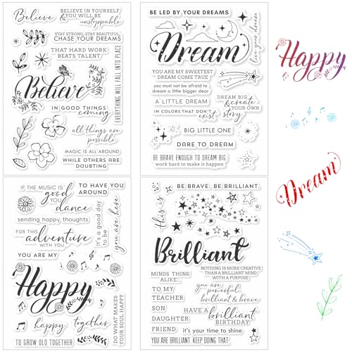 Clear Silikonstempel Set, Geburtstag Stempel, Kinder Stempelset, Blumen Stempel für Hochzeit, Geburtstag, Taufe, Scrapbooking, Journal, Einladung Karten Stempel Dekoration(4 Blätter) von Peysaitr