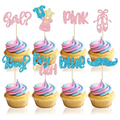 Cupcake-Aufsätze mit glitzernder Fliege, für Jungen oder Mädchen, Cupcake-Aufsätze, Cupcake-Dekorationen für Kindergeburtstag, Geschlechtsoffenbarung, Party-Kuchendekorationen, 24 Stück Cupcake-Aufsätze mit glitzernder Fliege, für Jungen oder Mädchen, Cupcake-Aufsätze, Cupcake-Dekorationen für Kindergeburtstag, Geschlechtsoffenbarung, Party-Kuchendekorationen, 24 Stück von Peysaitr