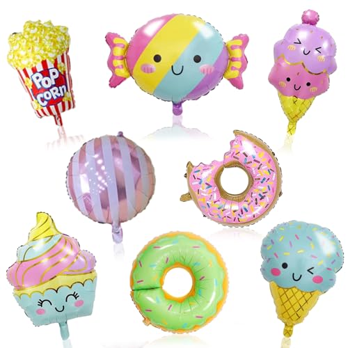 Donut Folienballons Set, 8 Stücke Dekoration Luftballons, Helium Ballon für Kinder Geburtstag Party, Party Dekoration von Peysaitr