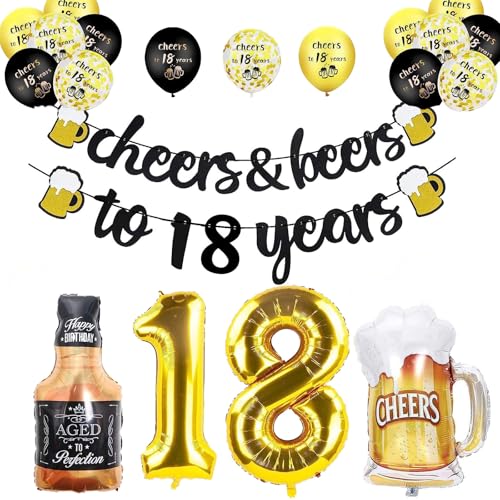 Luftballons zum 18. Geburtstag, Goldfarben, Schwarz / Gold, Luftballons zum 18. Geburtstag, mit Banner zum 18. Geburtstag, Schwarzgold, Konfetti-Ballons für Mädchen und Herren Luftballons zum 18. Geburtstag, Goldfarben, Schwarz / Gold, Luftballons zum 18. Geburtstag, mit Banner zum 18. Geburtstag, Schwarzgold, Konfetti-Ballons für Mädchen und Herren von Peysaitr