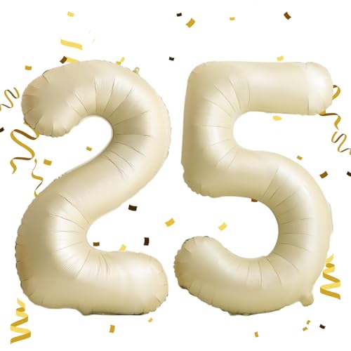 Luftballons zum 25. Geburtstag, Zahl 25, cremefarben, 101,6 cm, beigefarbene Luftballons für Frauen, Männer, Geburtstag, Jahrestag, Party, Boho-Dekoration Luftballons zum 25. Geburtstag, Zahl 25, cremefarben, 101,6 cm, beigefarbene Luftballons für Frauen, Männer, Geburtstag, Jahrestag, Party, Boho-Dekoration von Peysaitr