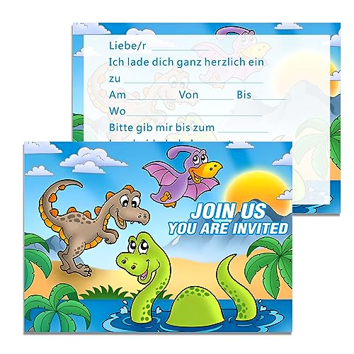 Peysaitr Einladungskarten für Kindergeburtstag und Party, 14 Dinosaurier Einladungskarten zum sind die perfekte Dino für Jungen Mädchen Kinder zum Geburtstag u. Kinderparty von Peysaitr