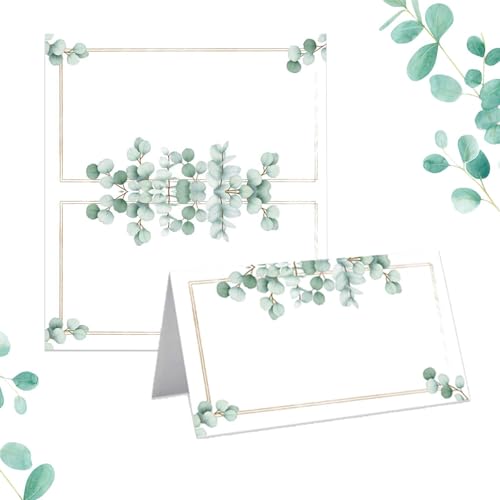Platzkarten für Hochzeiten, Einladungen, Eukalyptusplatz, Weiß und Grün, gefaltete Tisch-Namenskarten für Tischdekoration, Hochzeit, Geburtstag, 50 Stück Platzkarten für Hochzeiten, Einladungen, Eukalyptusplatz, Weiß und Grün, gefaltete Tisch-Namenskarten für Tischdekoration, Hochzeit, Geburtstag, 50 Stück von Peysaitr