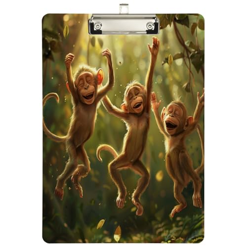 Lebensechte niedliche bedruckte Acryl-Klemmbretter, Wald Happy Three Monkeys, individuelles niedriges Profil, Metall-Klemmbrett für Standardbriefgröße, Restaurant, Männer, Frauen, Studenten, Büro Lebensechte niedliche bedruckte Acryl-Klemmbretter, Wald Happy Three Monkeys, individuelles niedriges Profil, Metall-Klemmbrett für Standardbriefgröße, Restaurant, Männer, Frauen, Studenten, Büro von Peystean