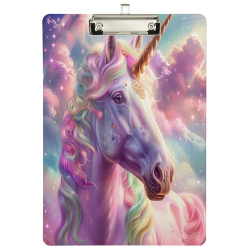 Peystean Acryl-Klemmbretter, magischer bunter mythischer Einhorn-Himmel, 32,5 x 22,9 cm, Standard-Buchstabengröße, silberfarben, flaches Profil, dekoratives Klemmbrett für Klassenzimmer, Studenten Peystean Acryl-Klemmbretter, magischer bunter mythischer Einhorn-Himmel, 32,5 x 22,9 cm, Standard-Buchstabengröße, silberfarben, flaches Profil, dekoratives Klemmbrett für Klassenzimmer, Studenten von Peystean