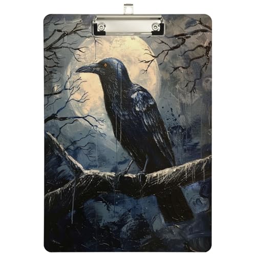 Stilvolle Acryl-Klemmbretter mit großem Mond, Nachtzweig, Krähe, individuelles niedriges Profil, Metall-Klemmbrett für Standardbriefgröße, Restaurant, Männer, Frauen, Studenten, Büro, Schulanfang Stilvolle Acryl-Klemmbretter mit großem Mond, Nachtzweig, Krähe, individuelles niedriges Profil, Metall-Klemmbrett für Standardbriefgröße, Restaurant, Männer, Frauen, Studenten, Büro, Schulanfang von Peystean