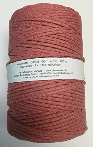 Makrameegarn Makramee Baumwollgarn Bastelgarn Altrosa (rosa) 200 Meter 4 mm von Pferdeseile_DE