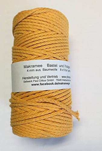 Pferdeseile_DE Makrameegarn Makramee Baumwollgarn Bastelgarn Mango 200 Meter 4 mm von Pferdeseile_DE