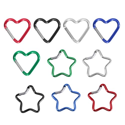 10 x Herz-Stern-Federschnall-Clip, Metall-Schlüsselanhänger, Schnalle, Rucksäcke, Karabiner, Hundeketten-Schnallenverbinder, rostfrei, 10 Stück 10 x Herz-Stern-Federschnall-Clip, Metall-Schlüsselanhänger, Schnalle, Rucksäcke, Karabiner, Hundeketten-Schnallenverbinder, rostfrei, 10 Stück von Pffiocix