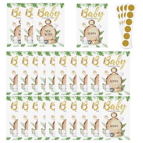 24 Stück Babypartys Spielkarten Rubbellotterien Tickets spannende Tombola-Karten lustige Partys Eisbrechende Aktivität von Pffiocix