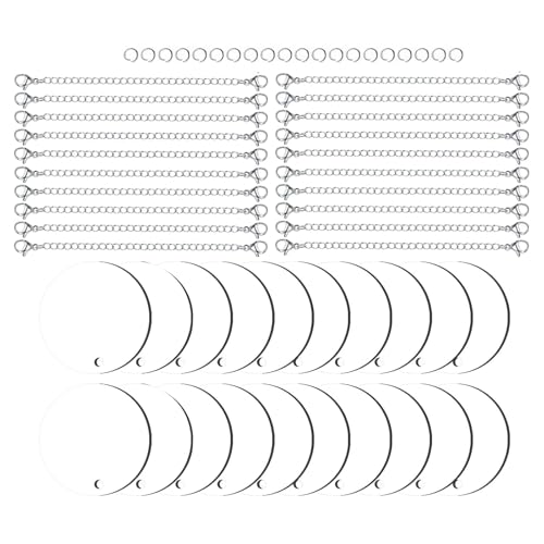 Doppelseitiger Sublimationsdruck-Schlüsselanhänger, Rohlinge, 20 runde, 20 Schlüsselanhängerringe, 20 Biegeringe für Heimwerker von Pffiocix