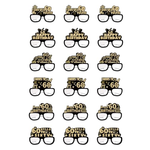 Pffiocix 18-teiliges Geburtstagsparty-Papierbrillen-Dekorationsset, Party-Feier, Brillen, lustige Foto-Requisiten für Frauen, Mädchen, Kinder von Pffiocix