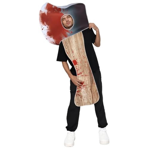 Pffiocix Gruseliges Hatchets Horror-Outfit mit Verbundschwamm, Blutspritzer-Design für Cosplay-Wettbewerbe, Motto-Partys, Halloween-Party-Outfit, atmungsaktiver Stoff von Pffiocix