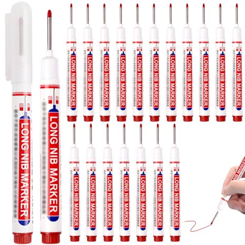 20pcs Long Nib Marker, 22 mm langer Nasenmarker, schnell trockener wasserdichte Baustift zum Schweißen von Holzbearbeitung, rote Nase 20pcs Long Nib Marker, 22 mm langer Nasenmarker, schnell trockener wasserdichte Baustift zum Schweißen von Holzbearbeitung, rote Nase von Pfjsseey