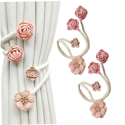 2PCS -Vorhangsteuerbacks, 19 Zoll Rose Blumenvorhang Bindebindung, Flexible dekorative Holdbacks für Wohnzimmer, Schlafzimmer, Studienraum, Badezimmer von Pfjsseey