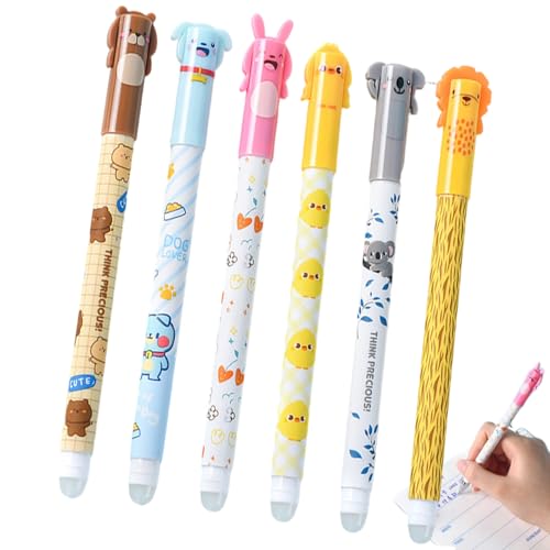 Pfjsseey 6pcs löschbare Stifte, 0, 5 mm feiner niedlicher Cartoon Retractable Smooth Writing Blue Lodable Kugelschreiber für Schulmaterialien Pfjsseey 6pcs löschbare Stifte, 0, 5 mm feiner niedlicher Cartoon Retractable Smooth Writing Blue Lodable Kugelschreiber für Schulmaterialien von Pfjsseey