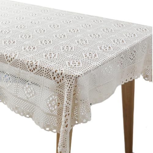 Pfjsseey Häkeltischdecke 55x79 '' handgewebte Häkelstischtuch Rechteck ausgehöhltes Vintage für Küchen-Essklavierfotografie von Pfjsseey