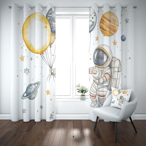 Astronaut Planet Ösenvorhang, Luftballon Sterne Gardinen Thermovorhang, Karikatur Sternenhimmel Vorhang Verdunklungsvorhänge 2er Set für Kinderzimmer Schlafzimmer, H183 x B117 cm Astronaut Planet Ösenvorhang, Luftballon Sterne Gardinen Thermovorhang, Karikatur Sternenhimmel Vorhang Verdunklungsvorhänge 2er Set für Kinderzimmer Schlafzimmer, H183 x B117 cm von Pggong