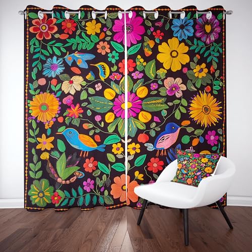 Blumenmuster Vogel Ösenvorhang, Pastoral Pflanze Blumen Gardinen Thermovorhang, Vintage Floral Blatter Vorhang Verdunklungsvorhänge 2er Set für Kinderzimmer Schlafzimmer, H245 x B140 cm Blumenmuster Vogel Ösenvorhang, Pastoral Pflanze Blumen Gardinen Thermovorhang, Vintage Floral Blatter Vorhang Verdunklungsvorhänge 2er Set für Kinderzimmer Schlafzimmer, H245 x B140 cm von Pggong