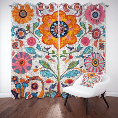 Bunte Chrysantheme Luxuriöse Ösenvorhang, Blumenmuster Floral Gardinen Thermovorhang, Pastoral Blumen Vorhang Verdunklungsvorhänge 2er Set für Kinderzimmer Schlafzimmer, H183 x B117 cm Bunte Chrysantheme Luxuriöse Ösenvorhang, Blumenmuster Floral Gardinen Thermovorhang, Pastoral Blumen Vorhang Verdunklungsvorhänge 2er Set für Kinderzimmer Schlafzimmer, H183 x B117 cm von Pggong